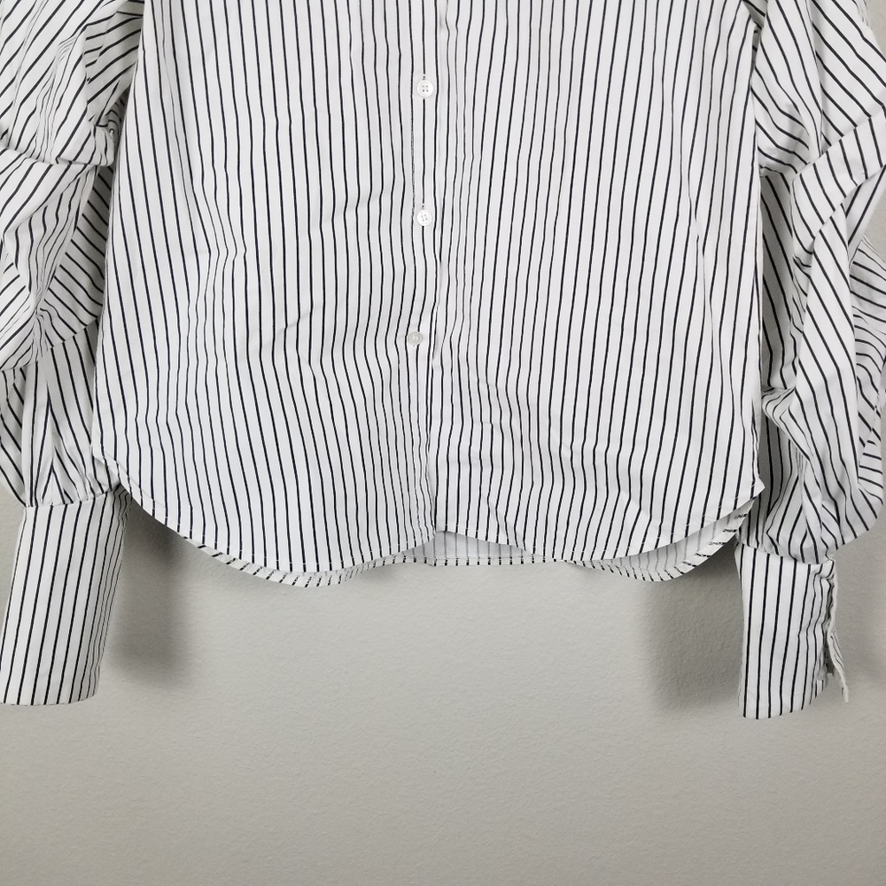 Style Mafia x Free People Striped Voluminous Balloon Sleeve Shirt Size S/M - Picture 11 of 14